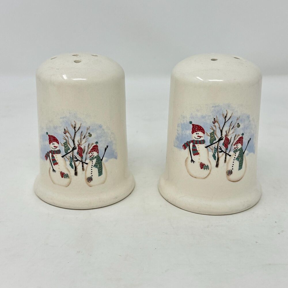 Royal Seasons Snowman Salt and Pepper Shakers Stoneware Set Winter Table Decor